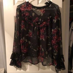 Black with red flowers blouse